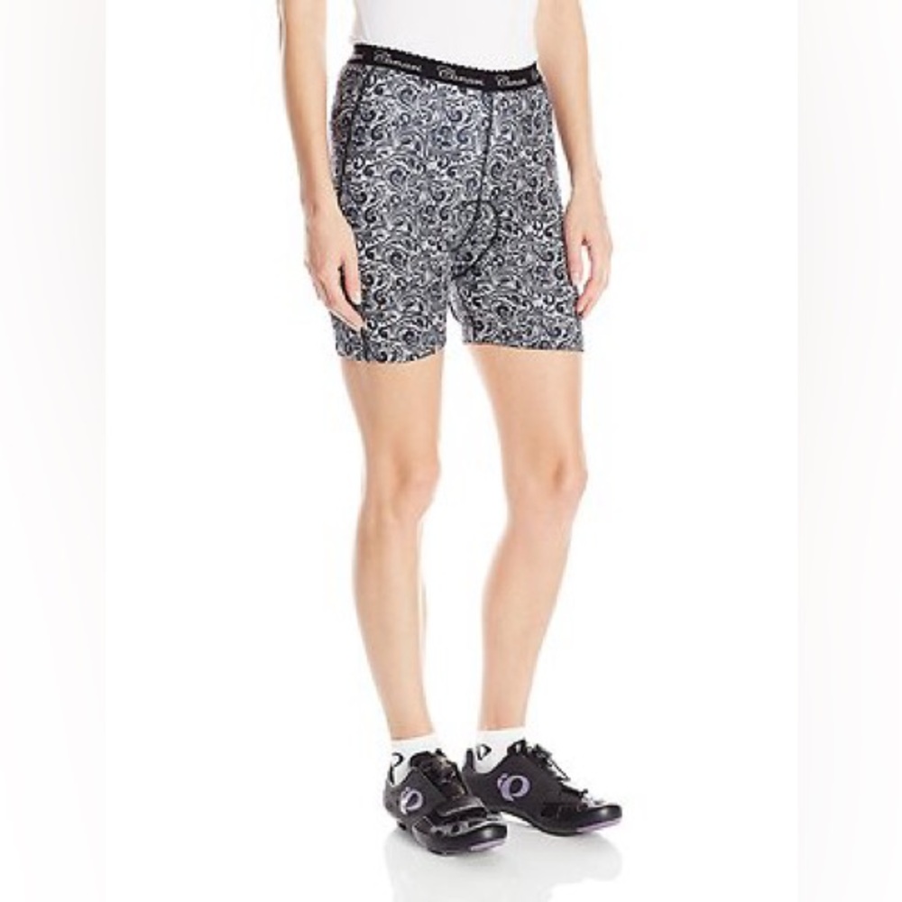 NWT Canari Women's Crazy Lily Liner Gel Cycling Shorts Black Flower Size L